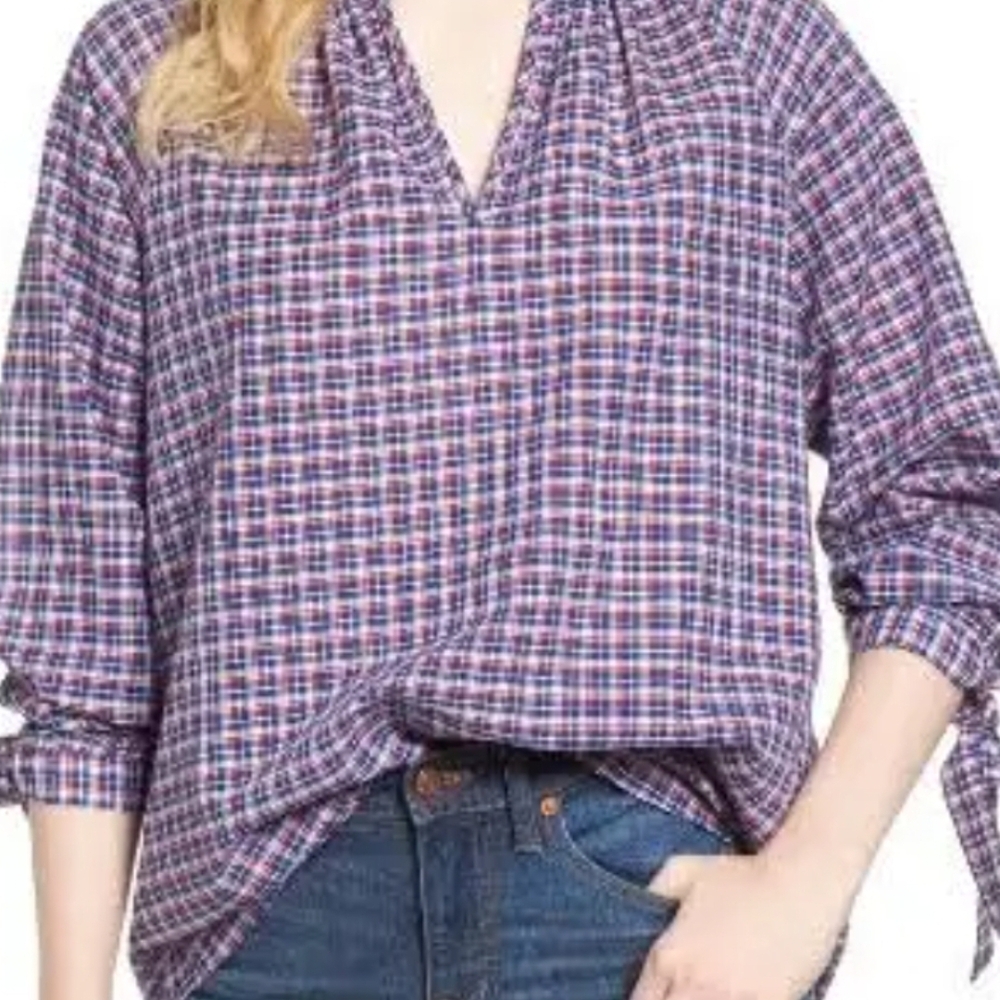 Plaid Women's Top - Blue and Red